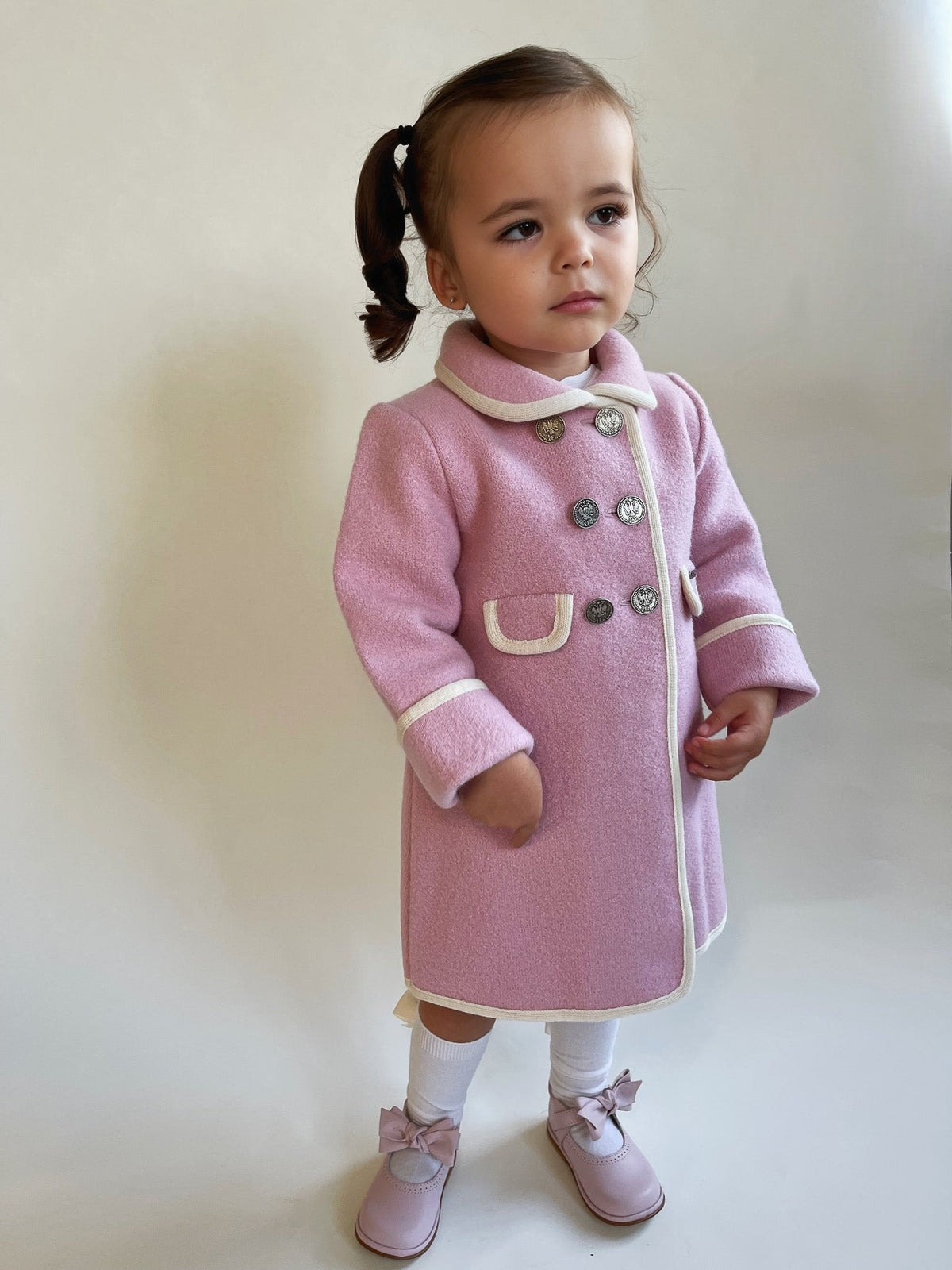Marae Pink Merino Wool Traditional Coat - Rose & Albert