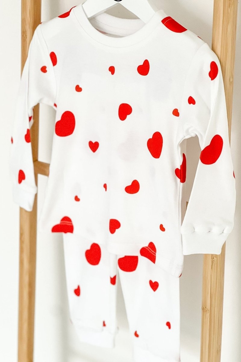 Love Heart Bamboo & Organic Cotton Two-Piece Set Long Sleeve Pyjamas - Cozy Crew Club