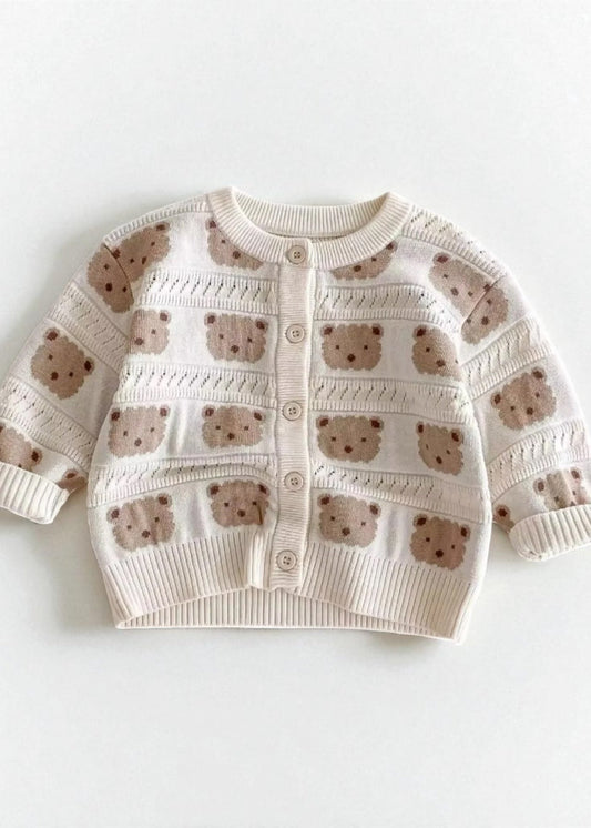 Cozy Tonal Bear Cardigan
