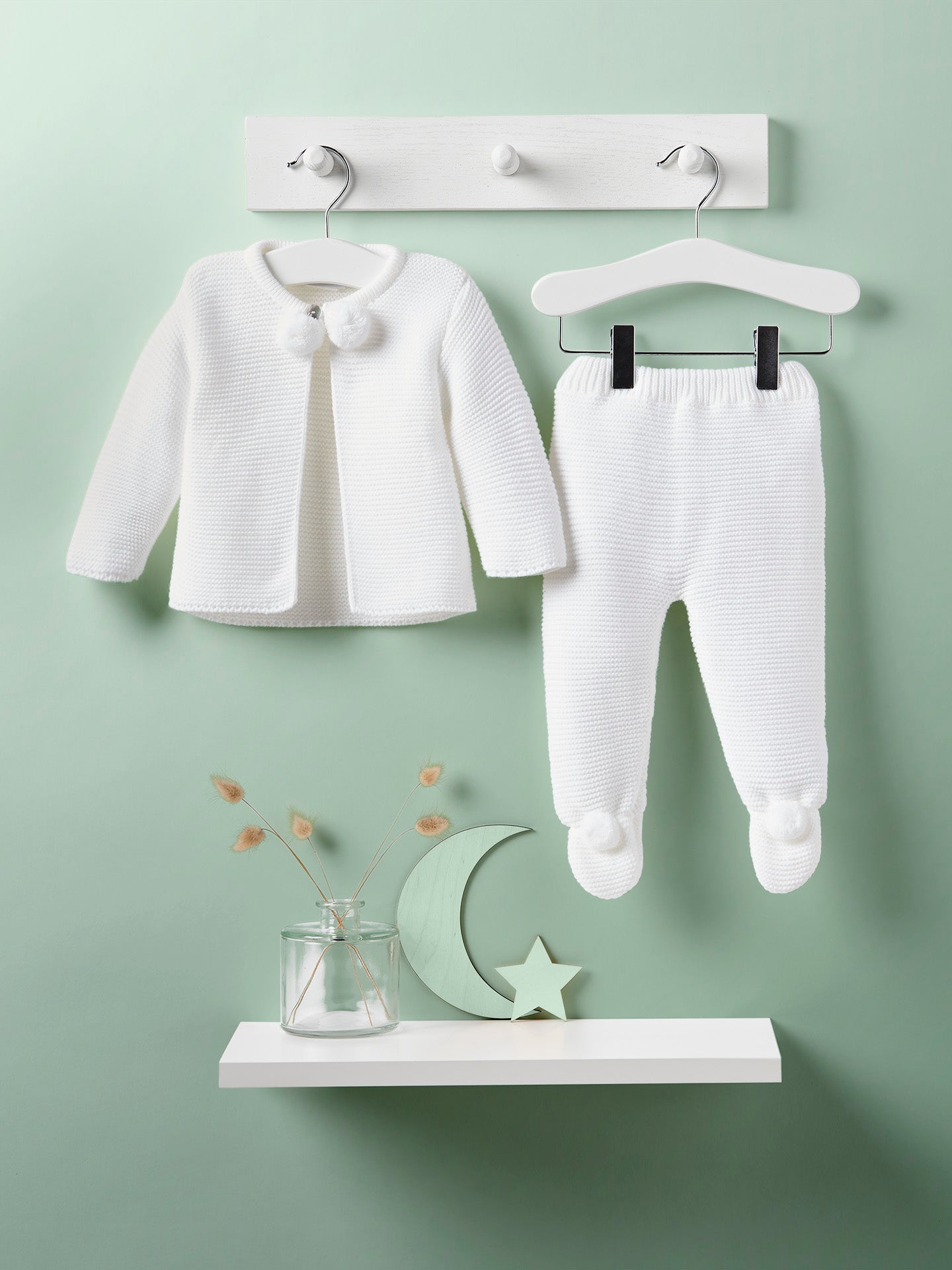 Dandelion pom pom knitted set - white - Rose & Albert