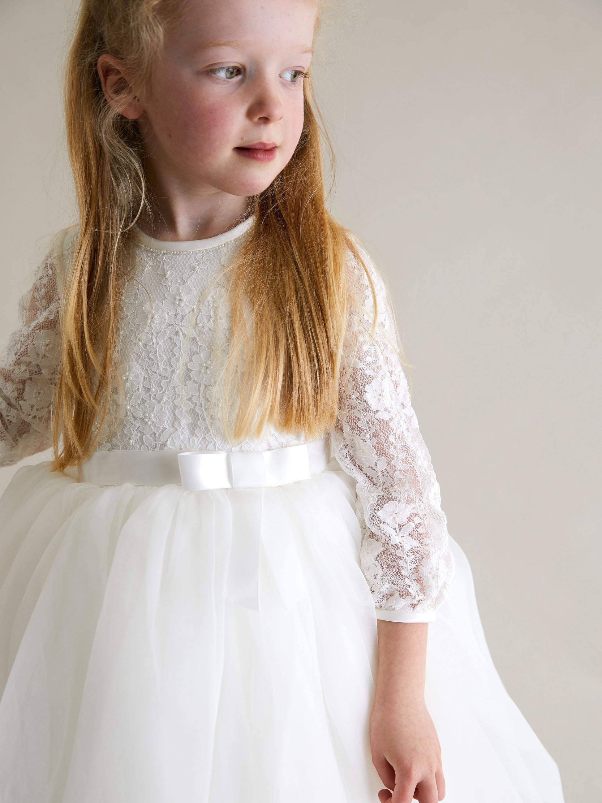 Sarah Louise Ivory Lace & Tulle Occasion Dress - Rose & Albert