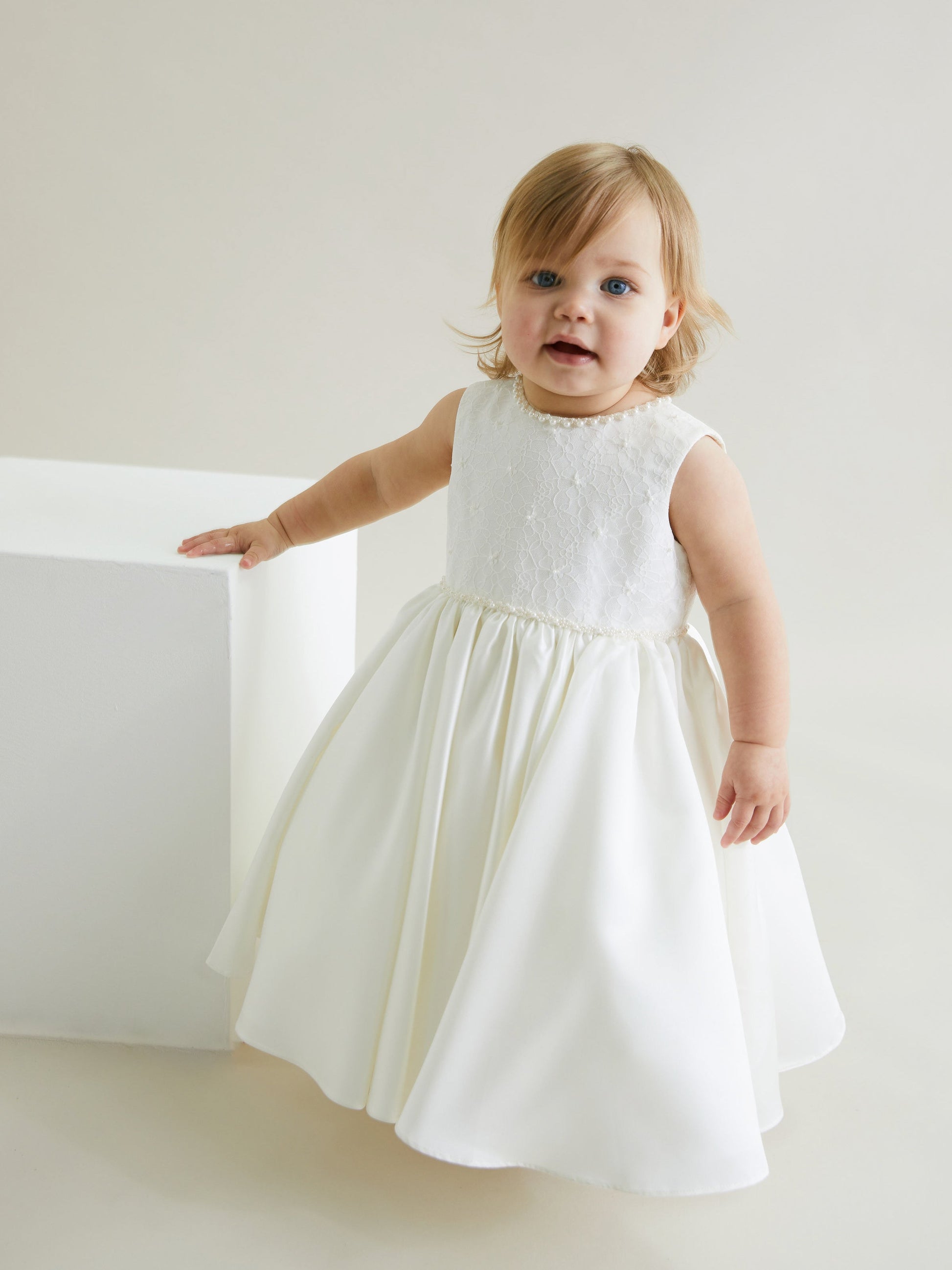 Sarah Louise Ivory & Satin Embellished Occasion Dress - Rose & Albert