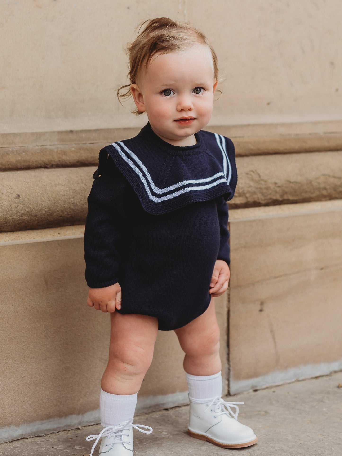 Arhlo' & Knitted Romper with Sailor Collar
