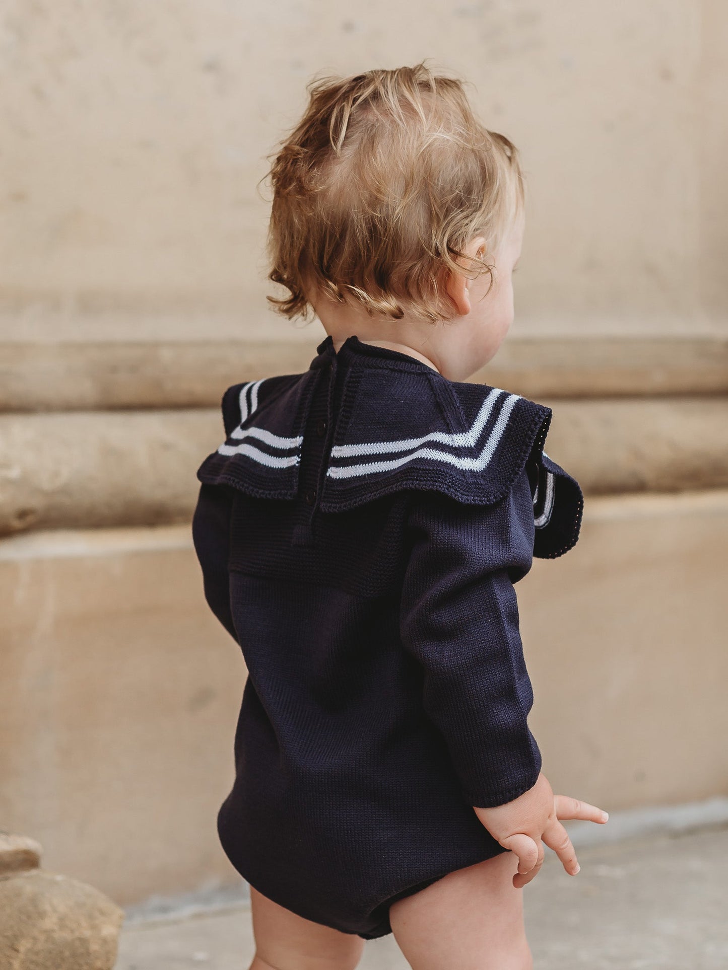 Arhlo' & Knitted Romper with Sailor Collar