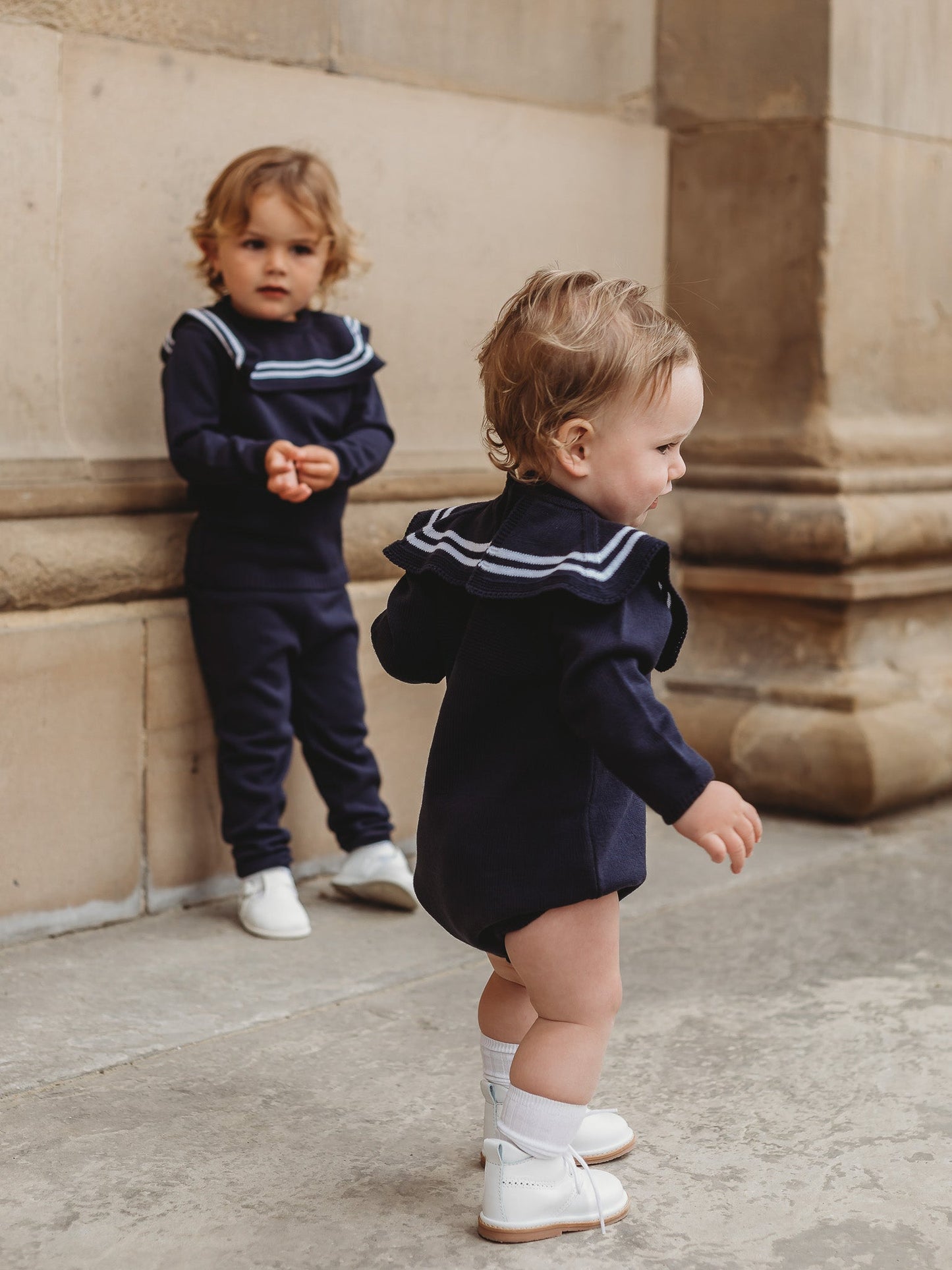 Arhlo' & Knitted Romper with Sailor Collar
