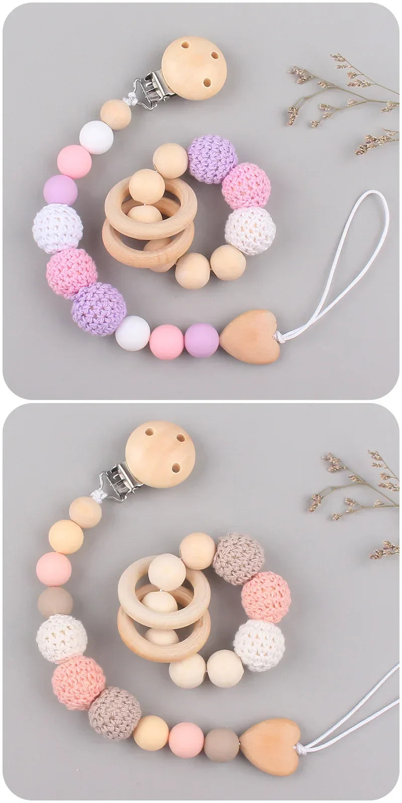Pacifier Clip and Teether set