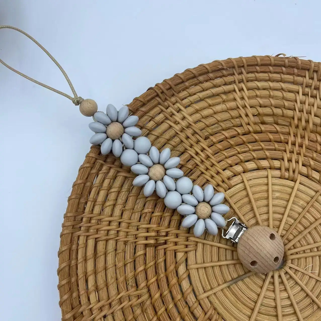 Pastel Daisy Pacifier Clip