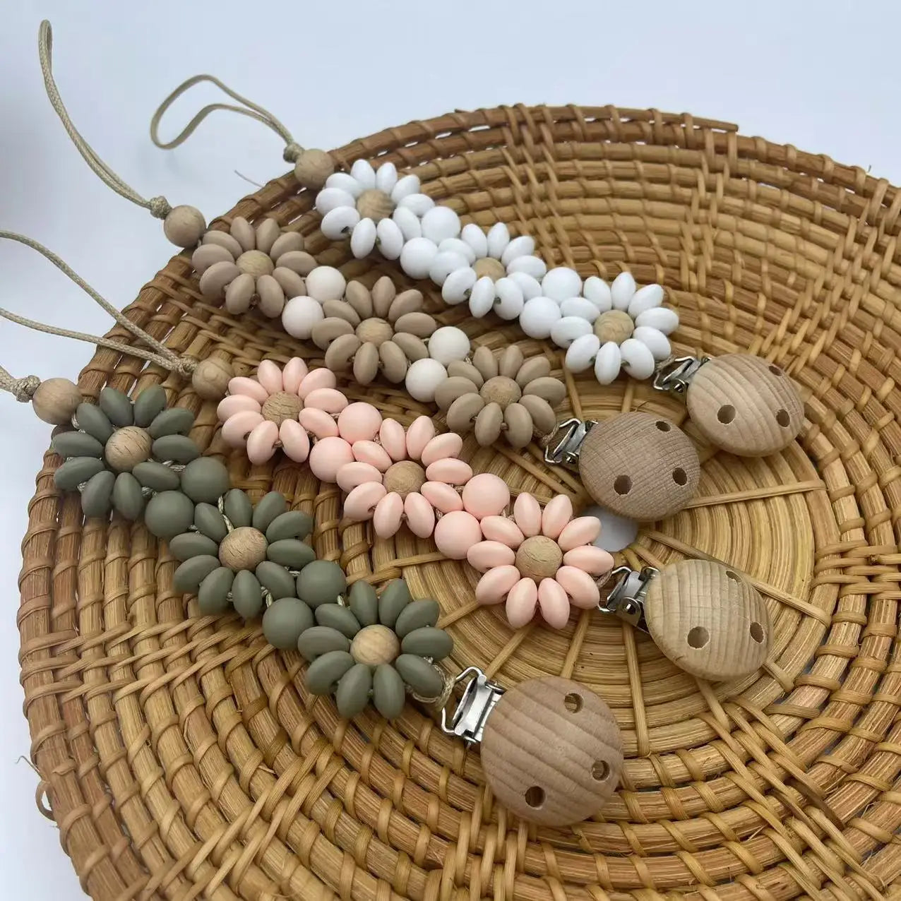 Pastel Daisy Pacifier Clip