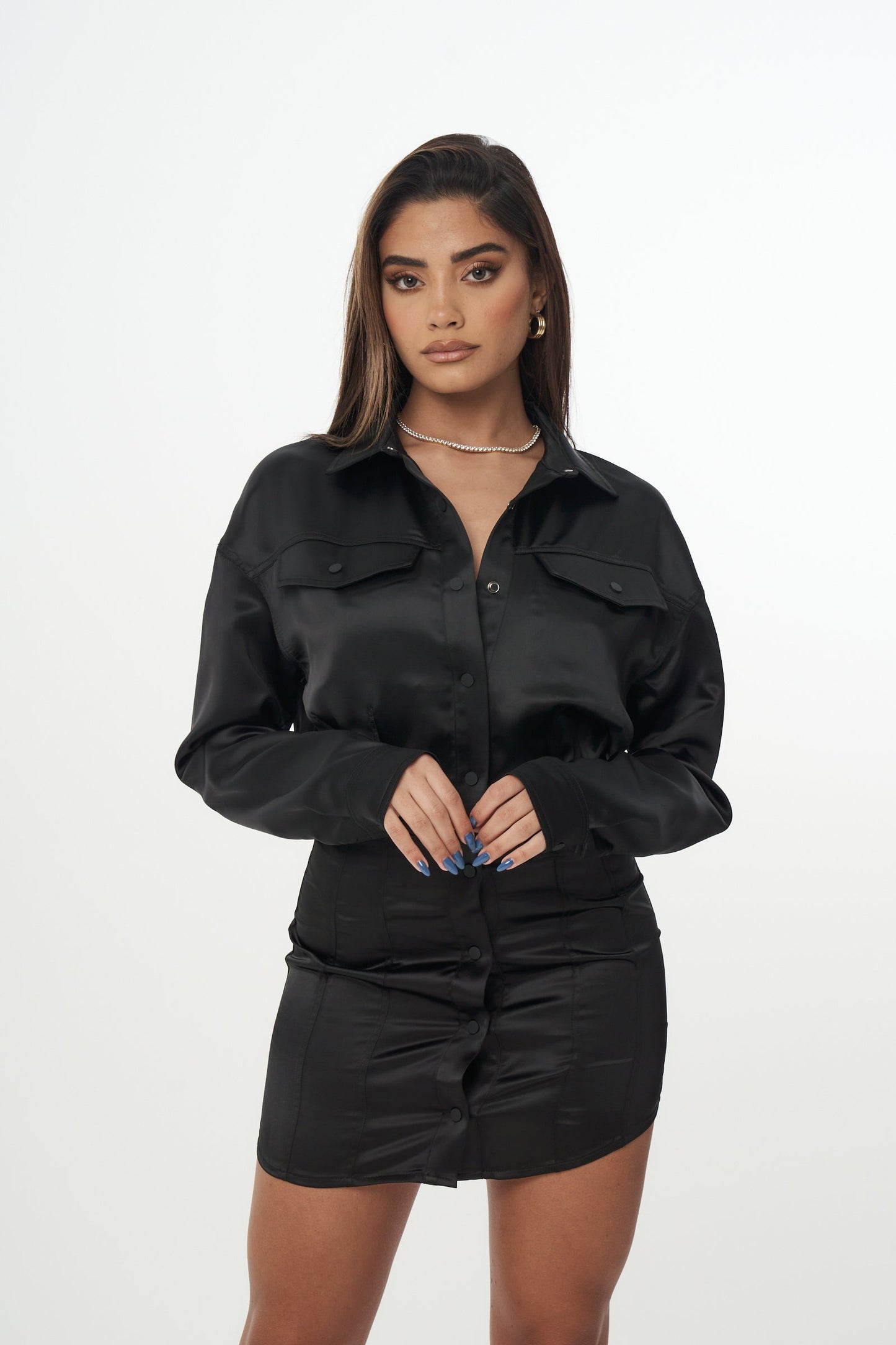 satin-seam-detail-shirt-dress-black