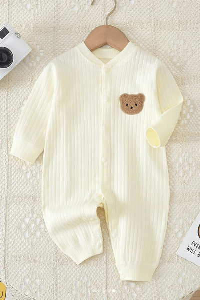 Bear Romper Ribbed 100% Cotton - Cozy Crew Club