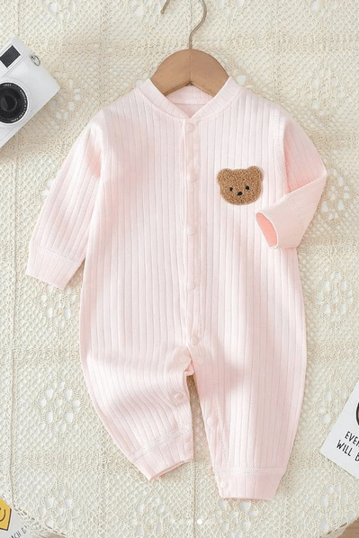Bear Romper Ribbed 100% Cotton - Cozy Crew Club