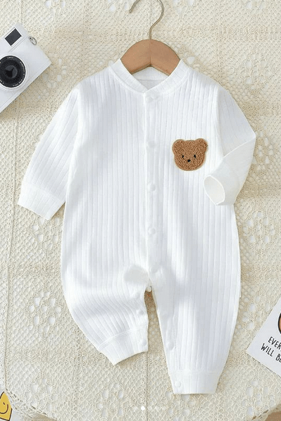 Bear Romper Ribbed 100% Cotton - Cozy Crew Club