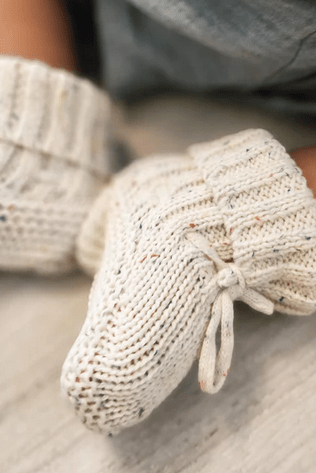 COZY Speckle Knit Booties 100% Cotton - Cozy Crew Club