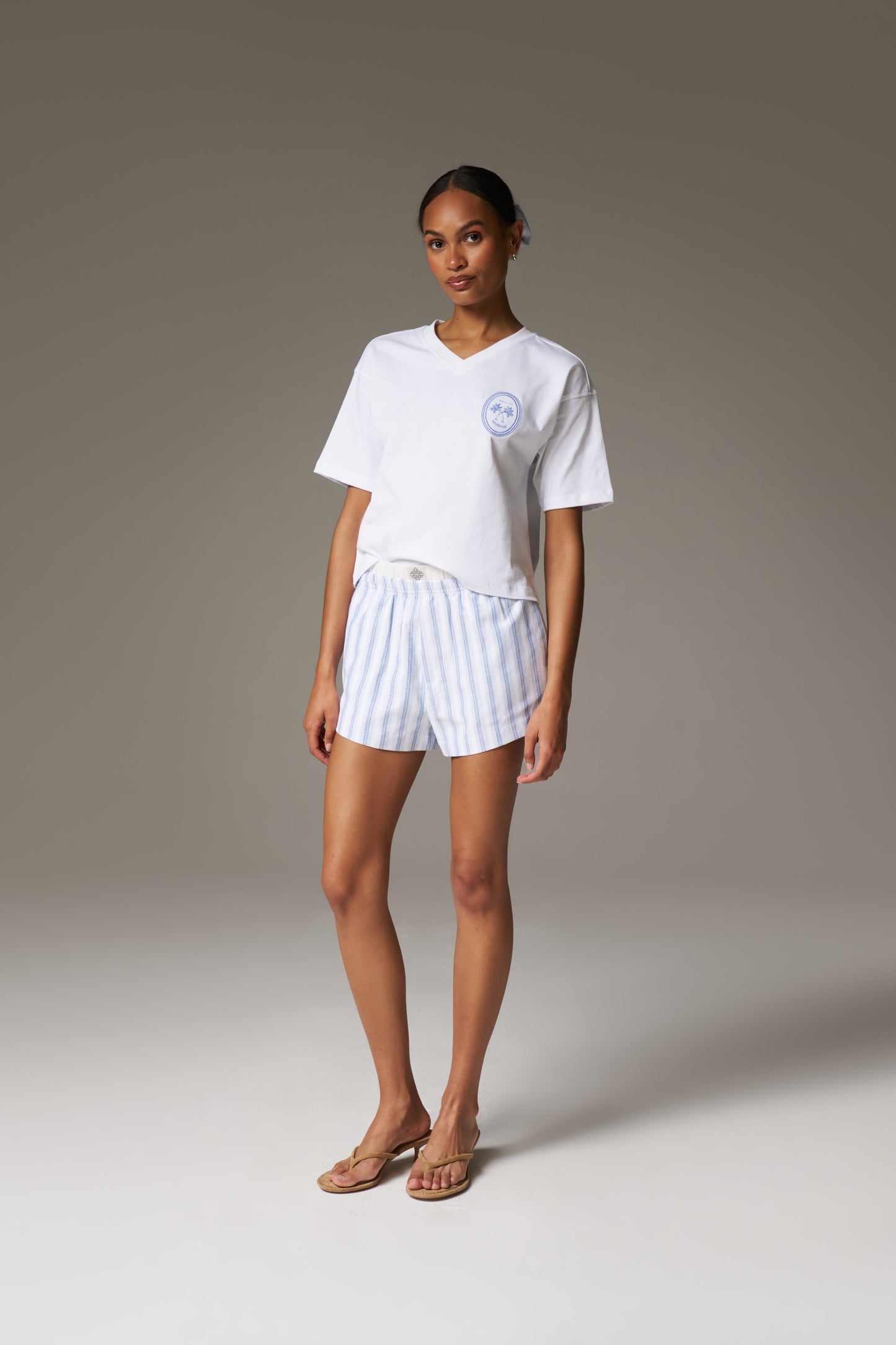 EMBROIDERED PALM GRAPHIC BOXY T-SHIRT - WHITE