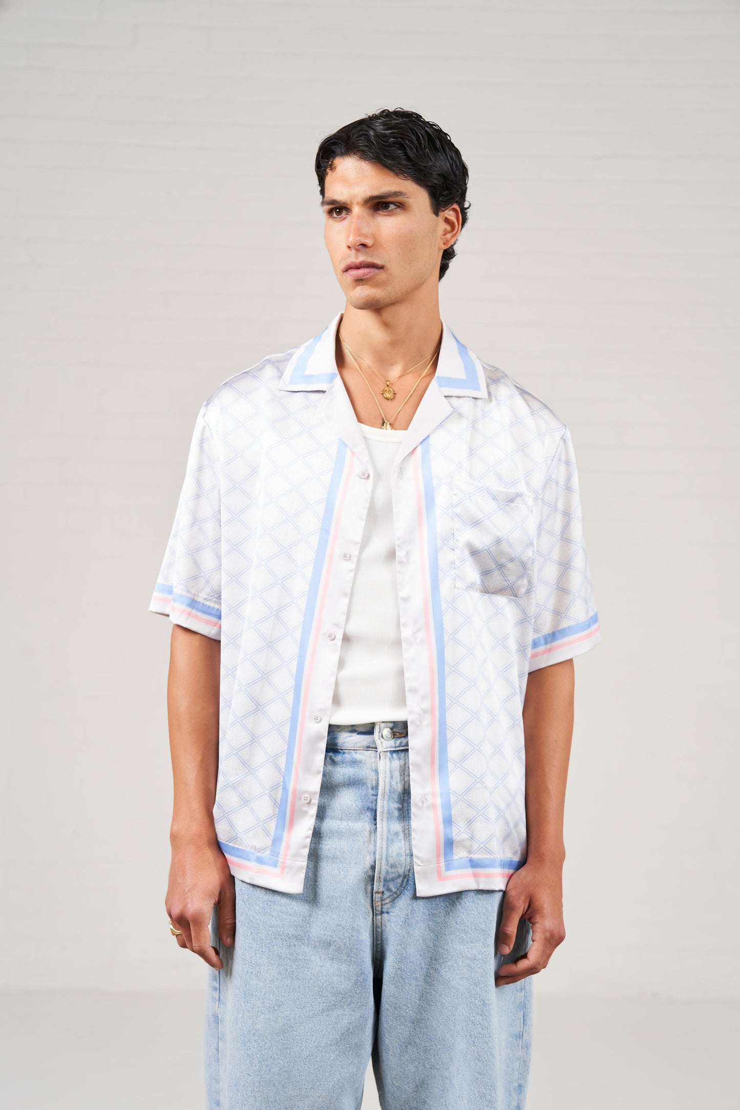 EMBLEM PRINT SHIRT - BLUE