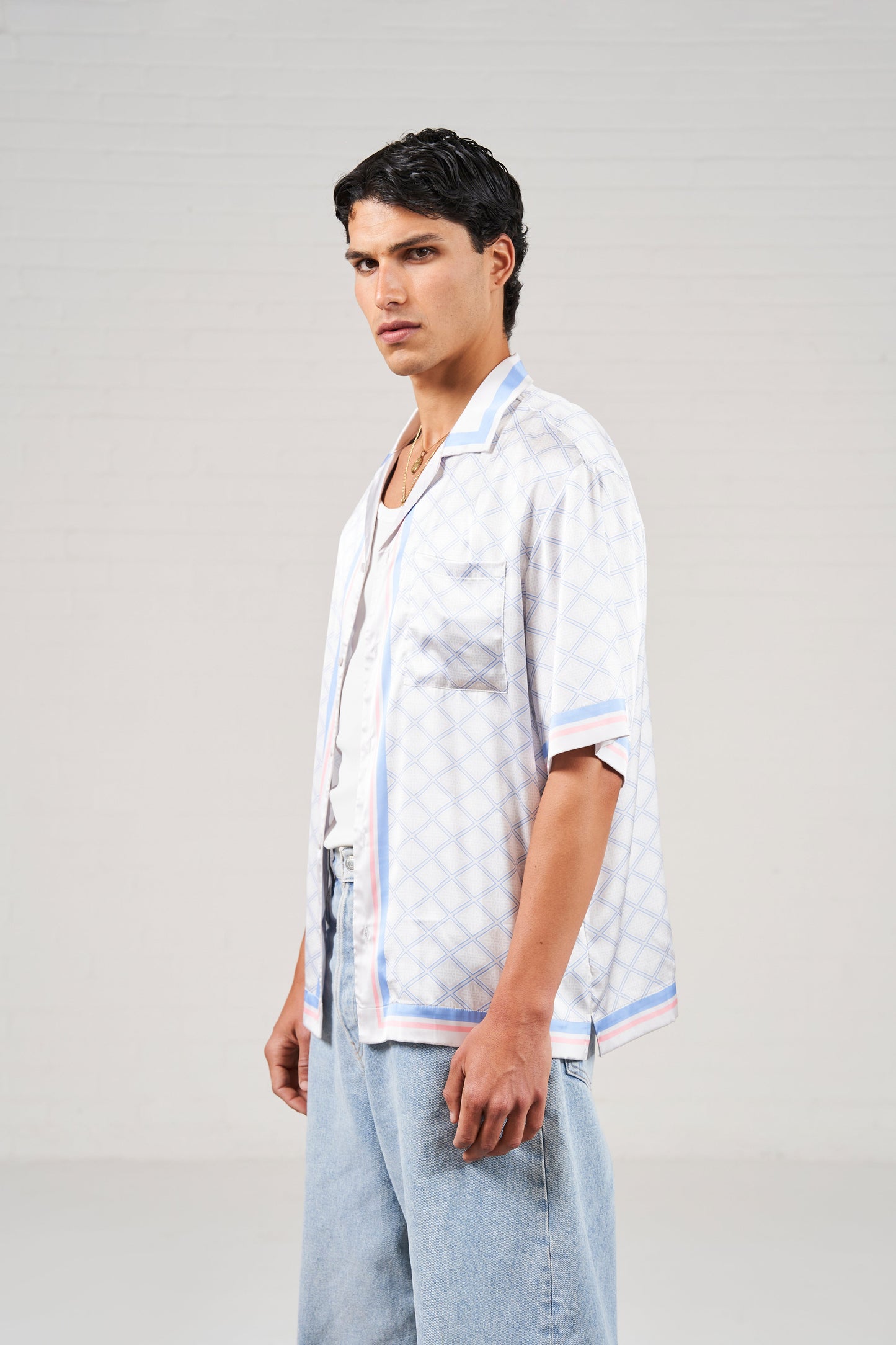 EMBLEM PRINT SHIRT - BLUE