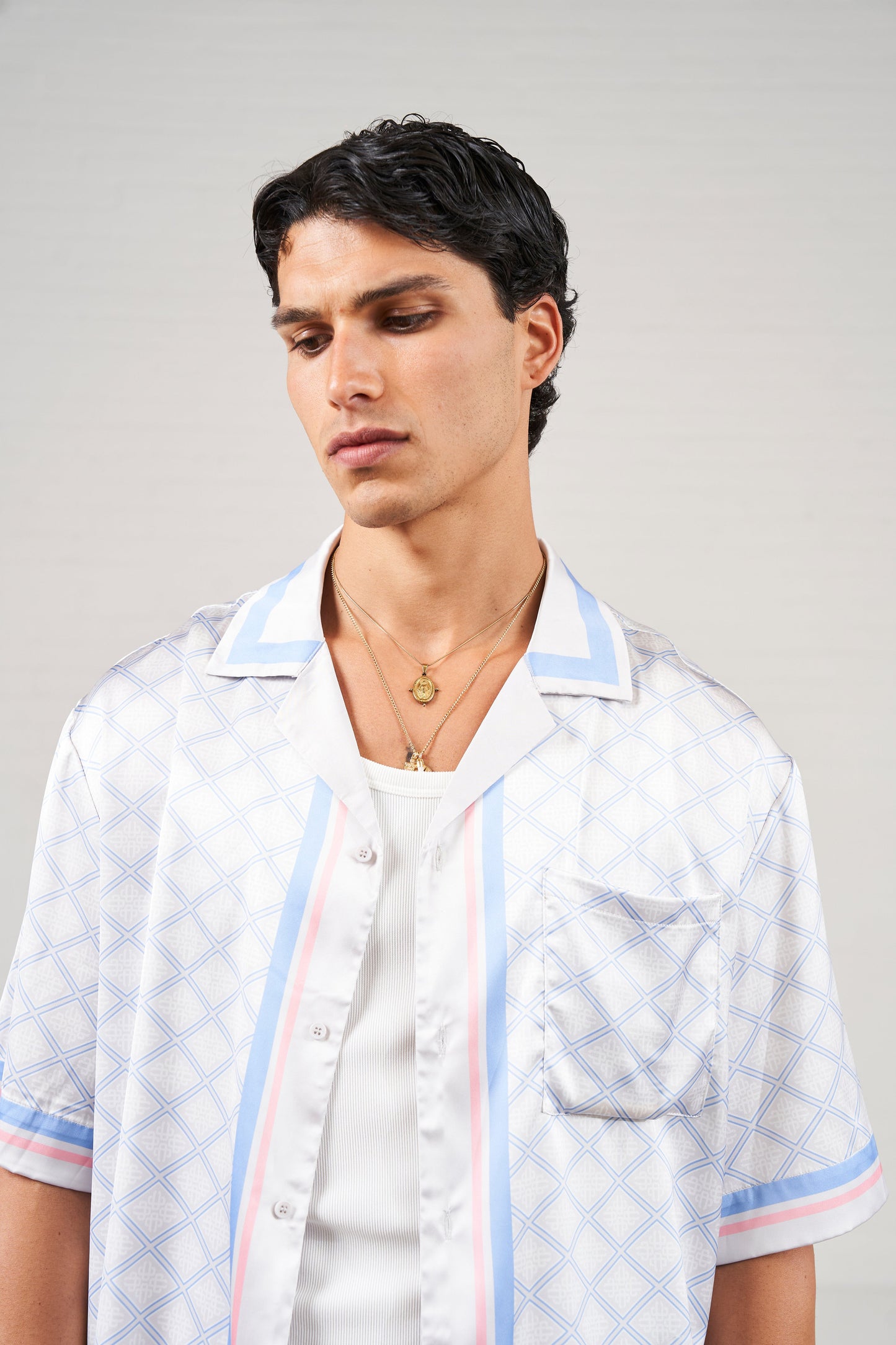 EMBLEM PRINT SHIRT - BLUE