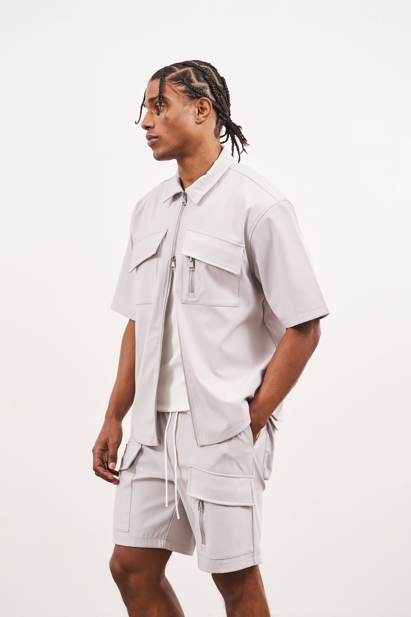 TECHNICAL HEAVYWEIGHT ZIP OVERSHIRT - GREY