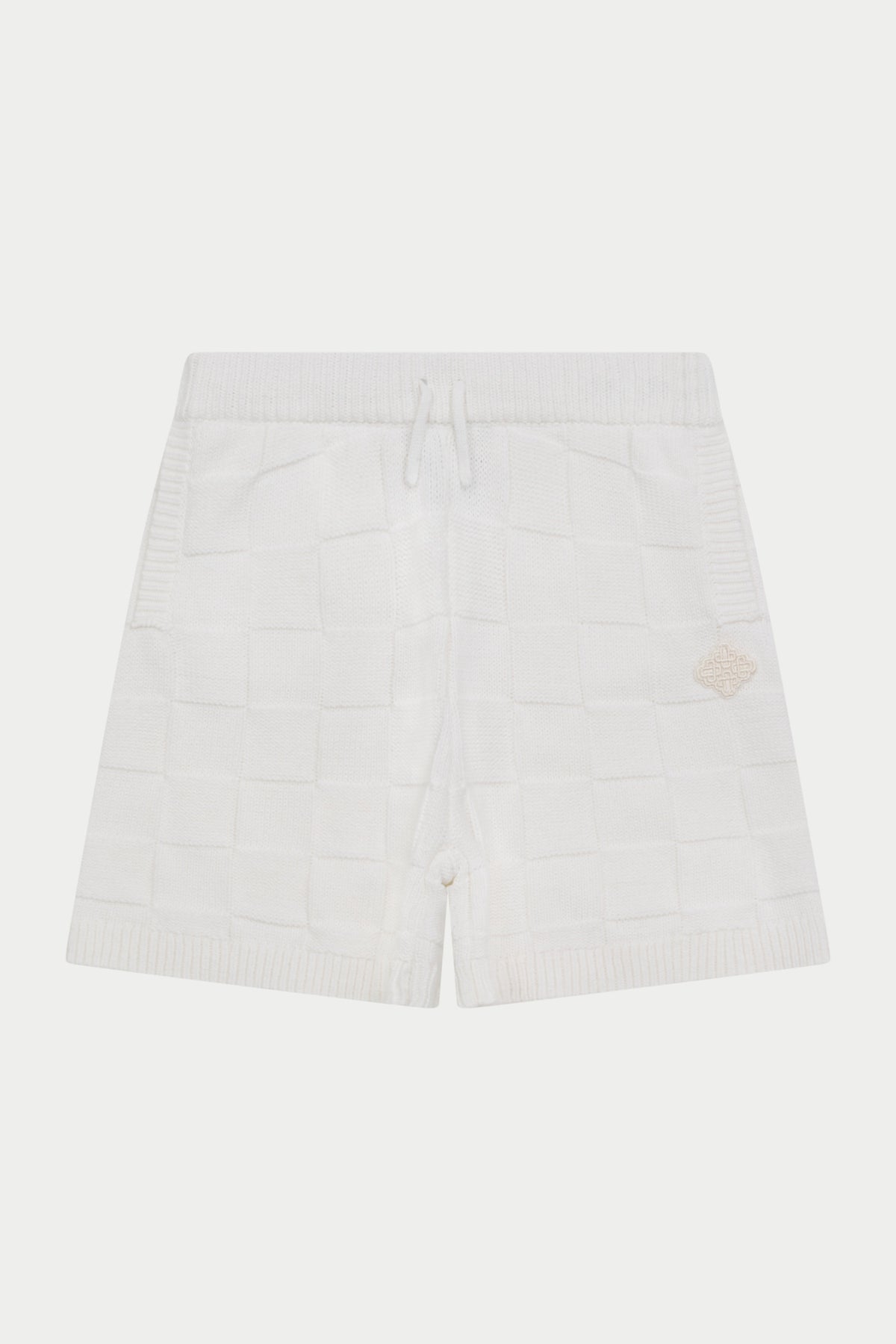 JUNIOR CHECKERBOARD KNITTED SHORT - OFF WHITE