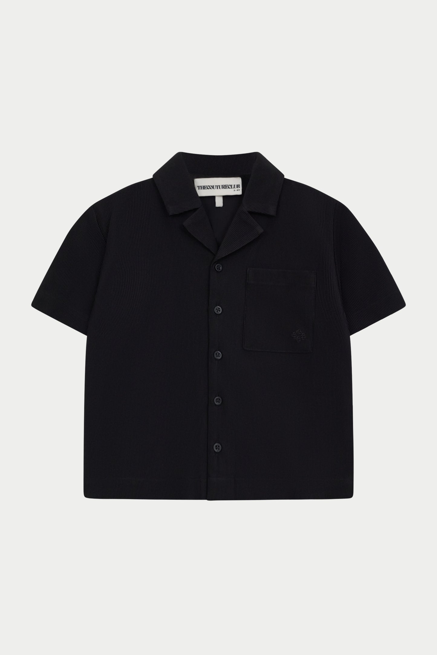 KIDS RIB BUTTON THROUGH SHIRT - BLACK