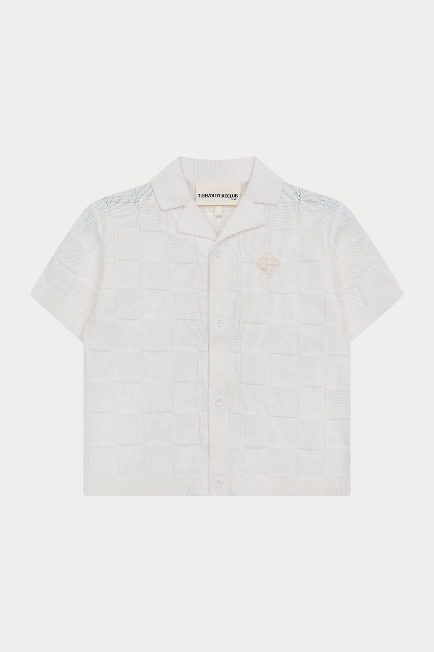 JUNIOR CHECKERBOARD KNITTED SHIRT - OFF WHITE