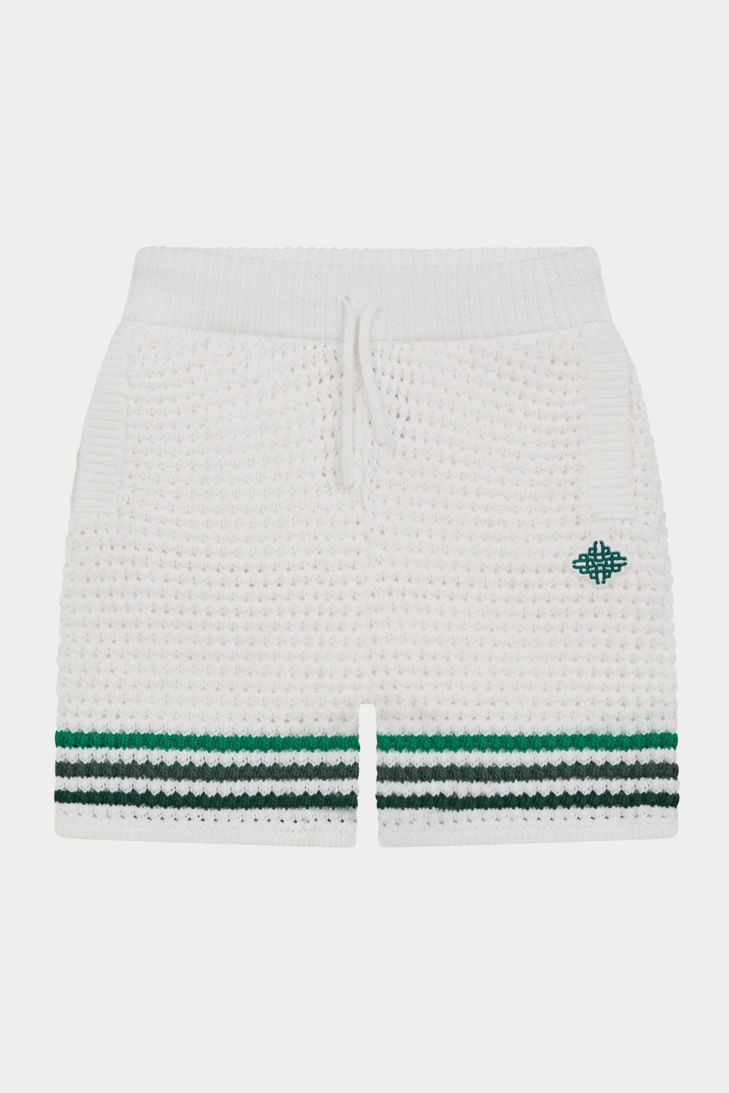 KIDS STRIPE CROCHET KNIT SHORTS - WHITE