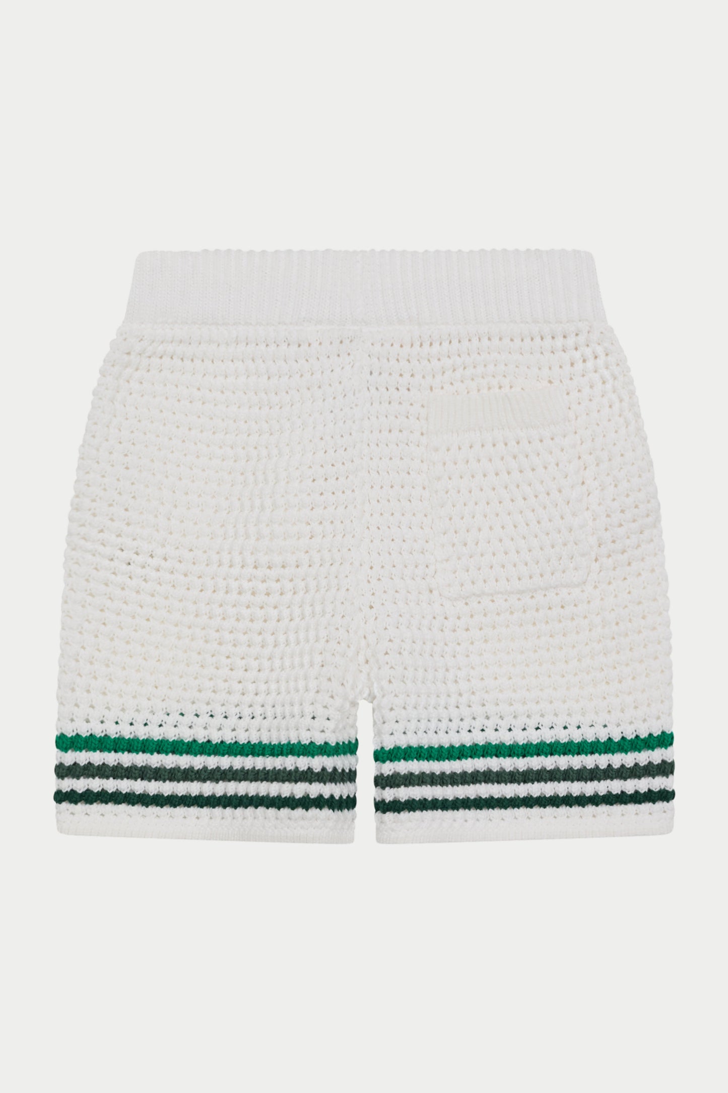 KIDS STRIPE CROCHET KNIT SHORTS - WHITE