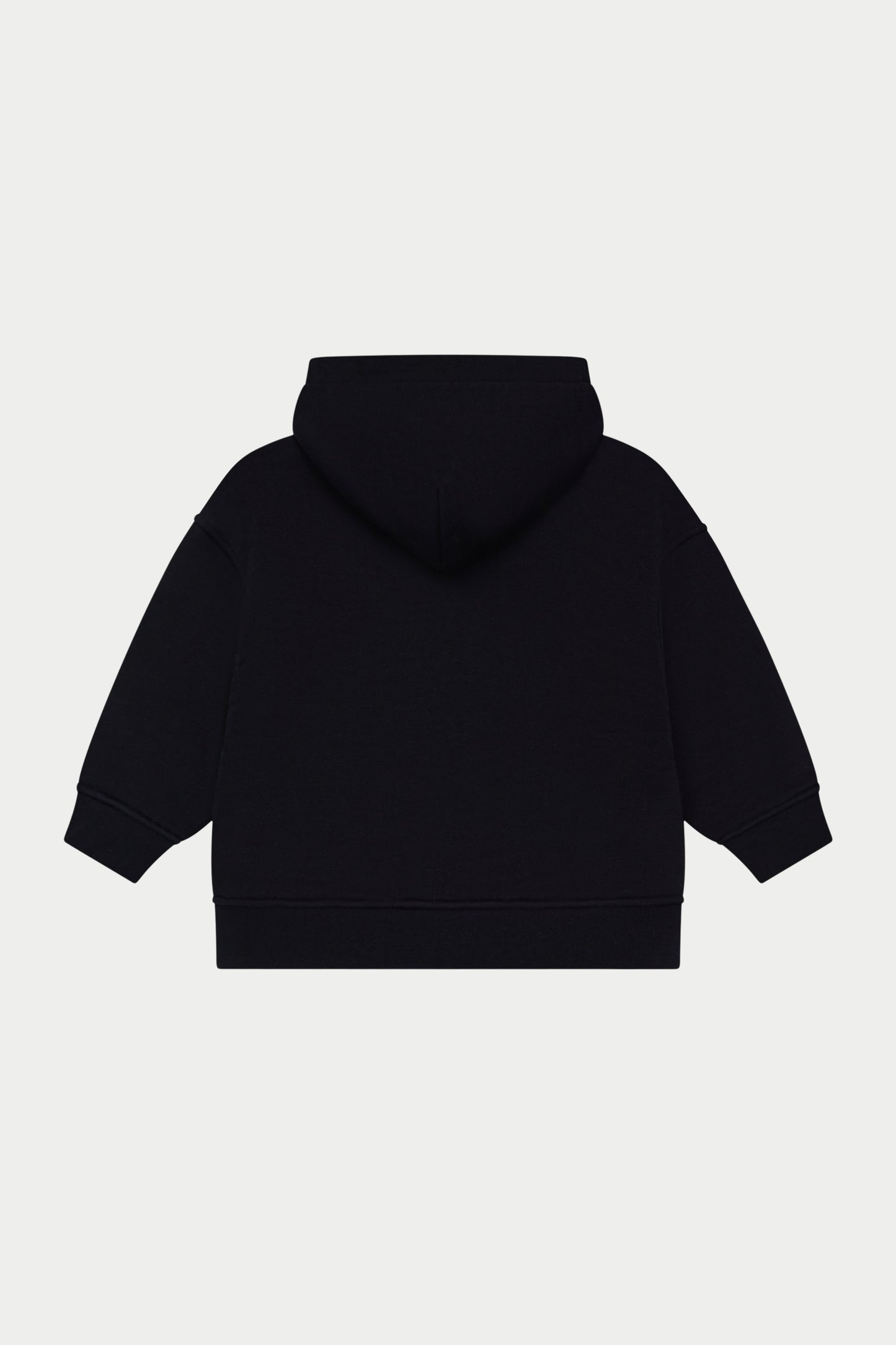 JUNIOR ZIP THROUGH EMBLEM APPLIQUE HOODIE - BLACK