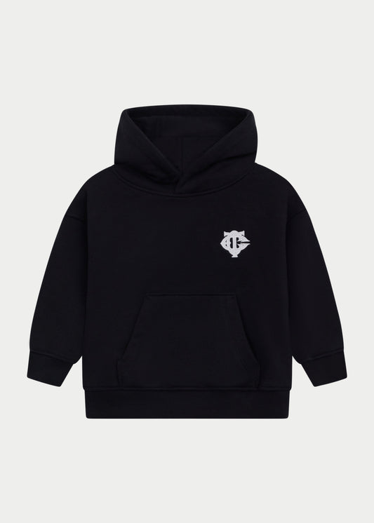 Junior Emblem Applique Hoodie in Black
