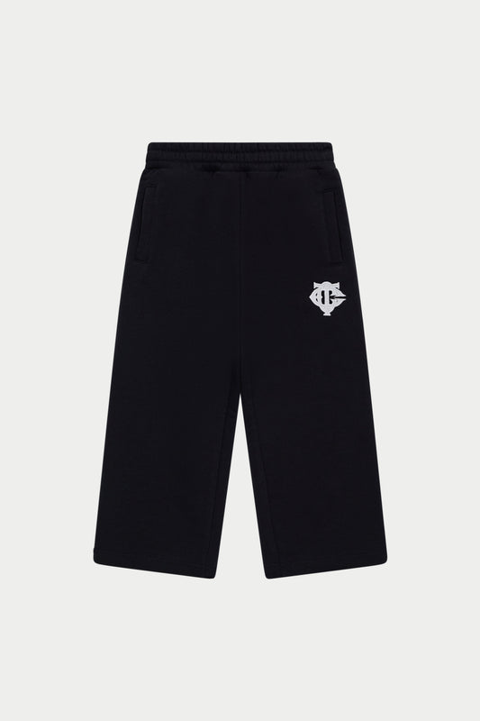 JUNIOR EMBLEM APPLIQUE JOGGERS - BLACK