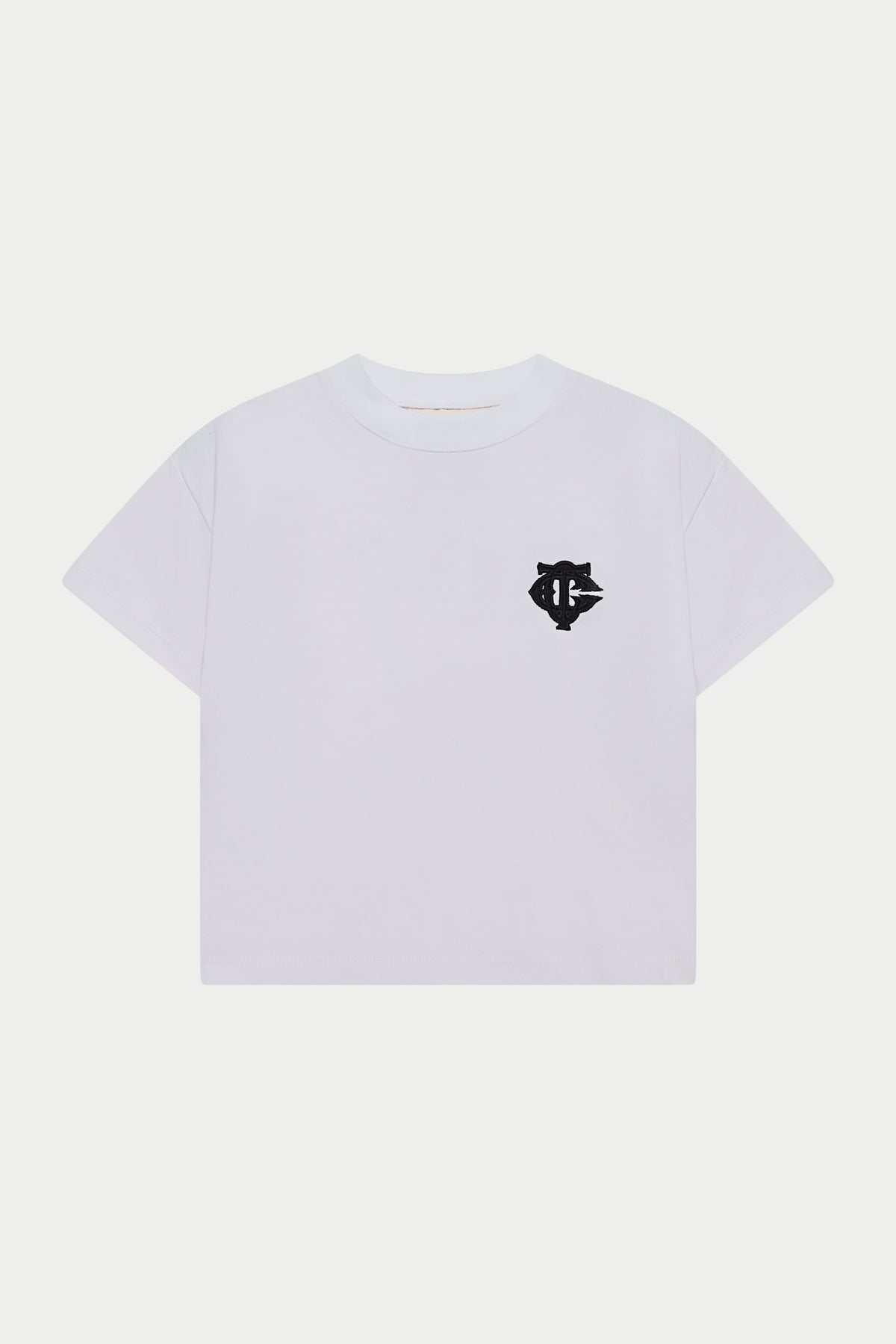 KIDS MONOGRAM EMBLEM APPLIQUE T-SHIRT - WHITE