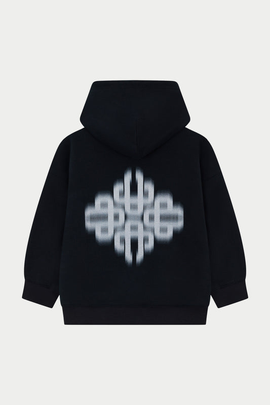 KIDS MOTION BLURRED HOODIE - BLACK