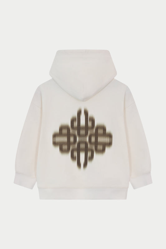 KIDS MOTION BLURRED HOODIE - OFF WHITE