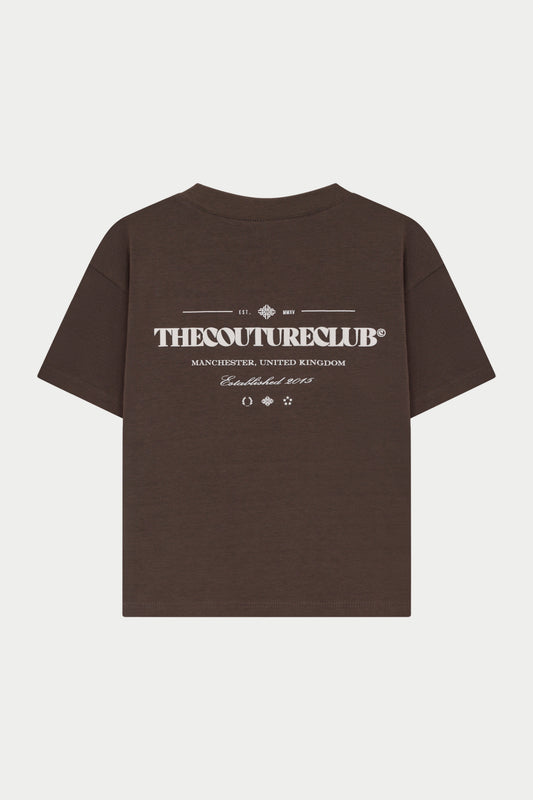 JUNIOR COPYRIGHT MULTI GRAPHIC T-SHIRT - BROWN