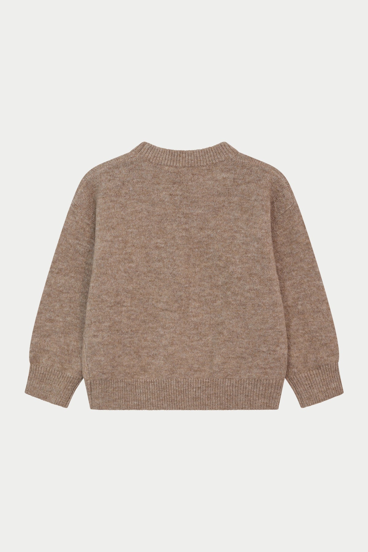 KIDS EMBLEM FLUFFY KNIT CREW - BEIGE