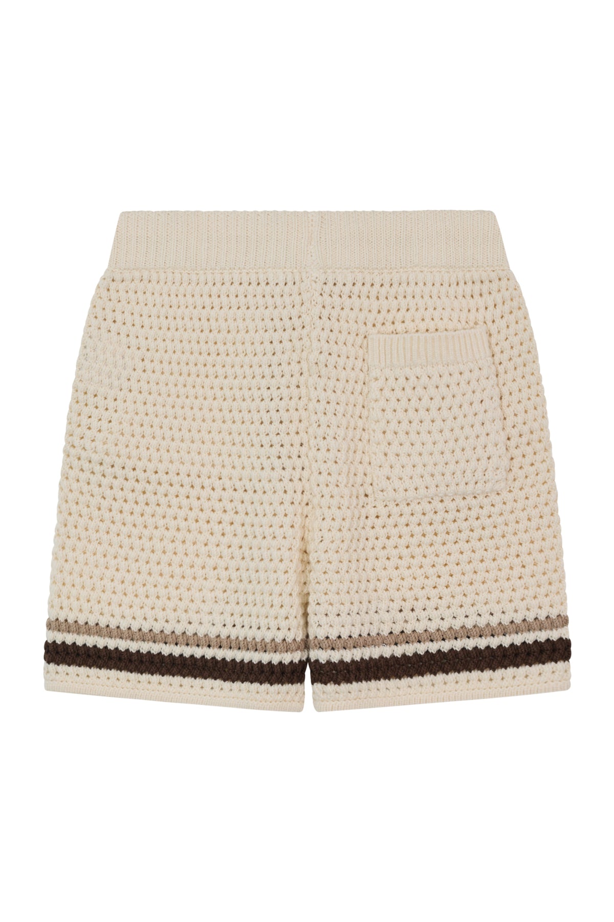 JUNIOR STRIPE CROCHET KNIT SHORTS - OFF WHITE