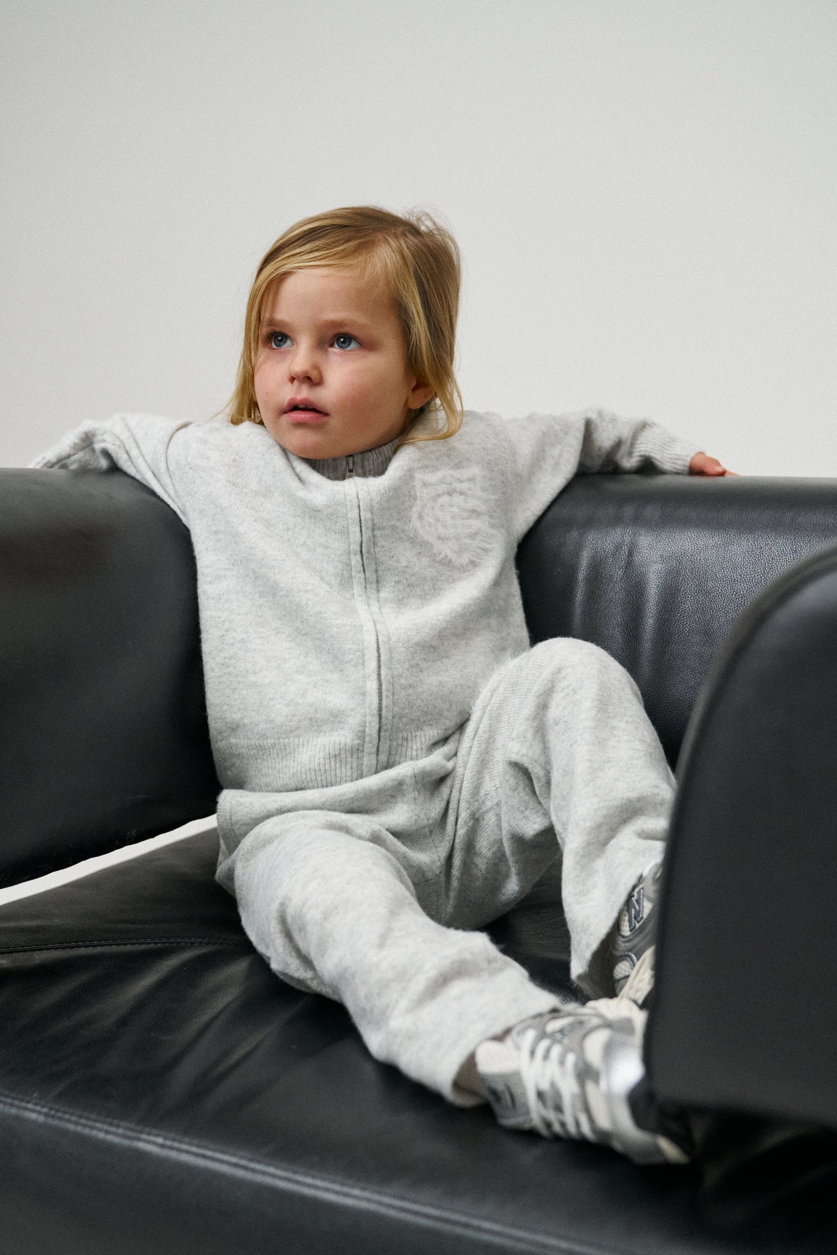 JUNIOR MONOGRAM FLUFFY KNIT ZIP THROUGH - GREY MARL