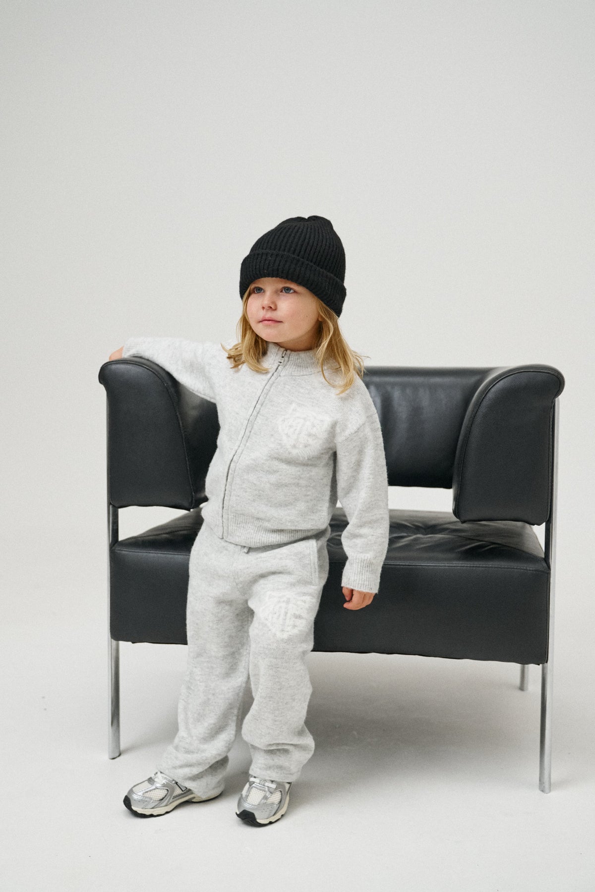 JUNIOR MONOGRAM FLUFFY KNIT ZIP THROUGH - GREY MARL