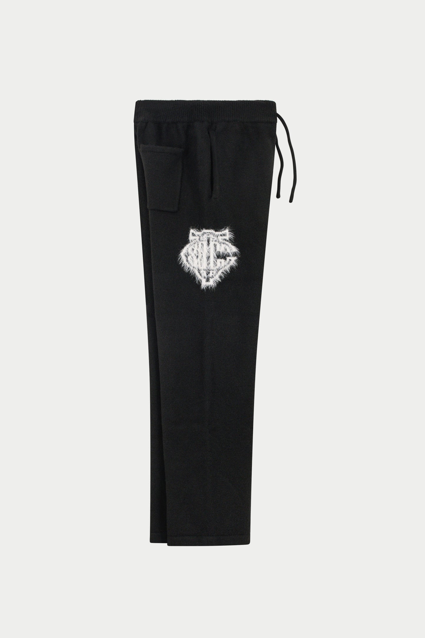 MONOGRAM FLUFFY KNIT JOGGERS - BLACK