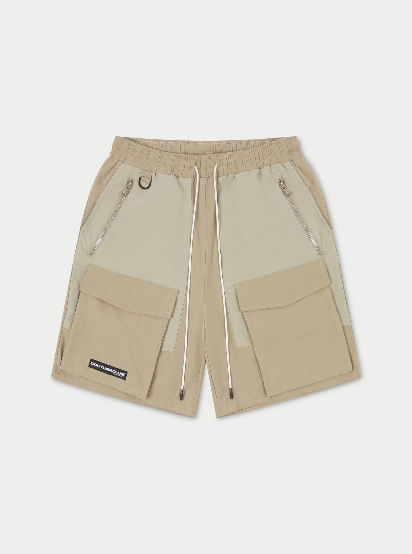 PANELLED CARGO SHORTS - BEIGE
