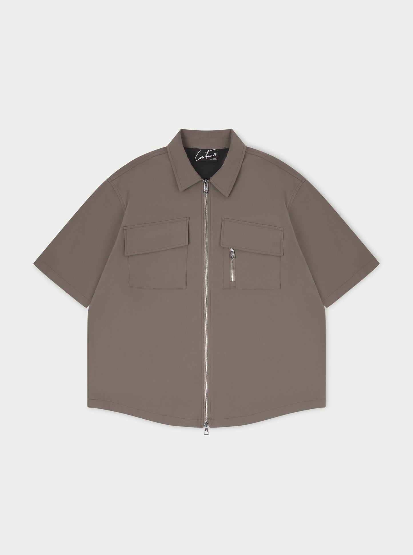 TECHNICAL HEAVYWEIGHT ZIP OVERSHIRT - COFFEE