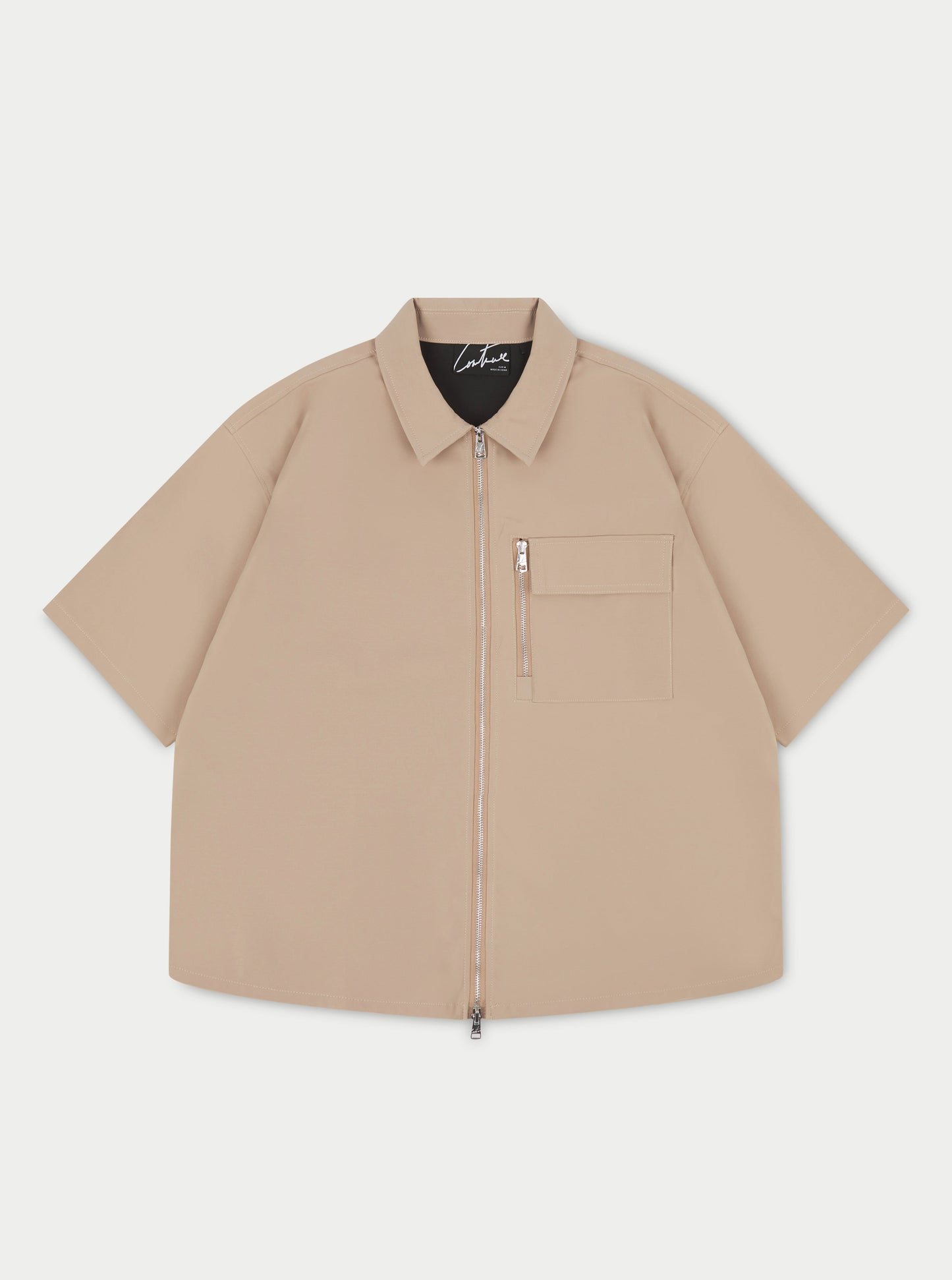 TECHNICAL HEAVYWEIGHT ZIP OVERSHIRT - BEIGE