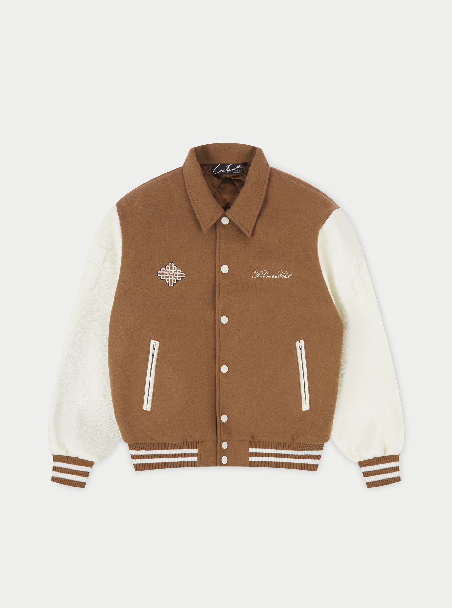 EMBLEM CHENILLE VARSITY JACKET - BROWN