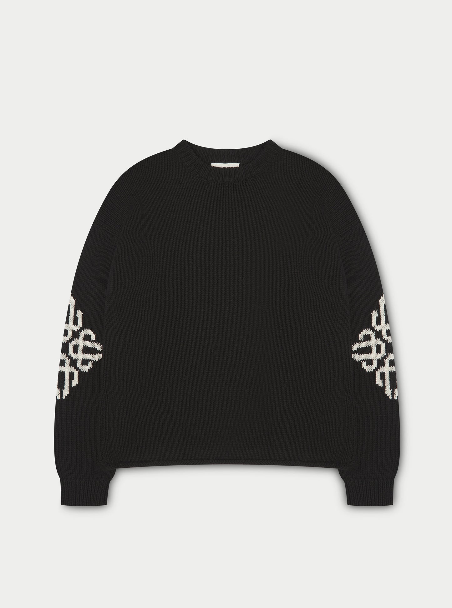 CHUNKY KNIT EMBLEM JUMPER - BLACK