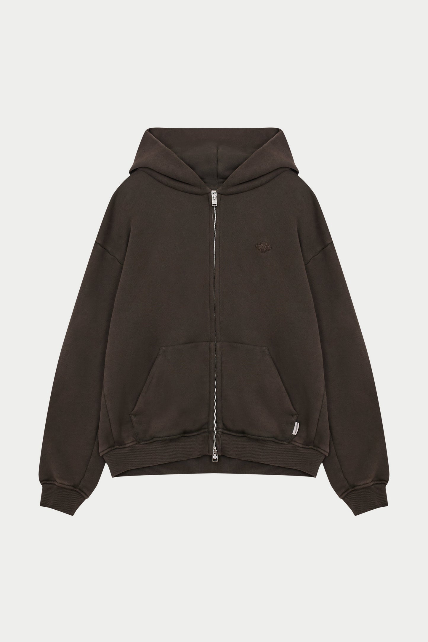 LAUNDERED CLASSICS ZIP THROUGH HOODIE - WASHED BROWN