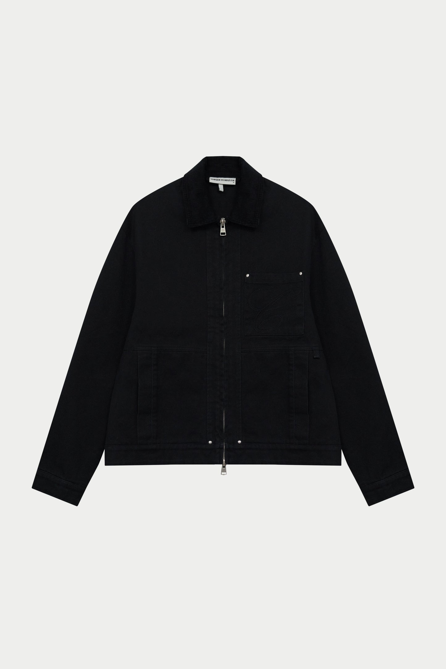 TWILL CONTRAST COLLAR JACKET - WASHED BLACK