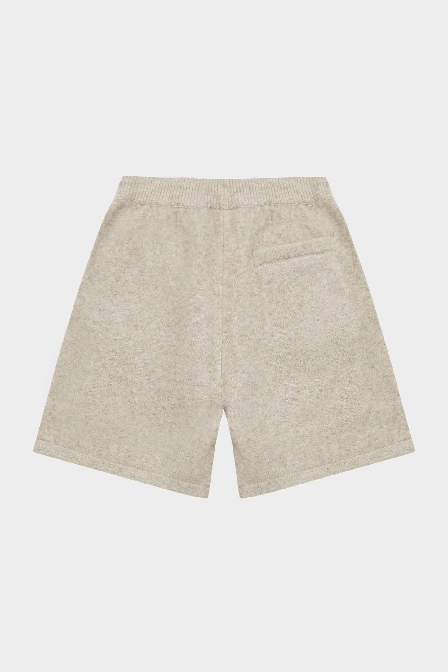 FLUFFY EMBLEM KNITTED SHORTS - BEIGE