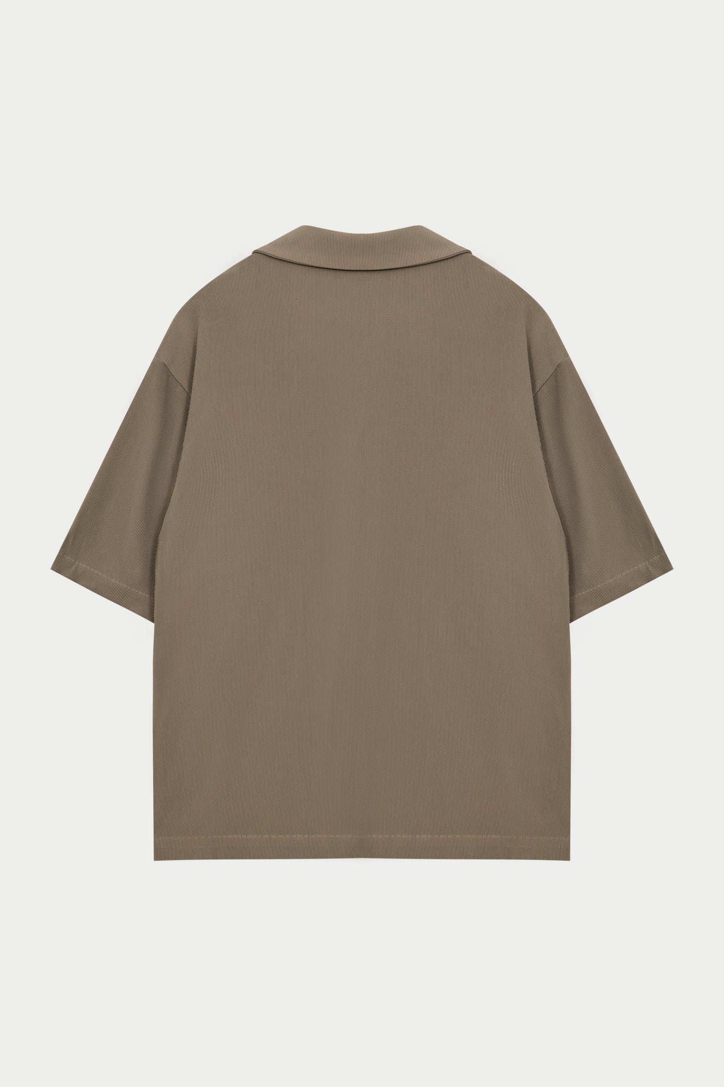 RIB BUTTON THROUGH SHIRT - MINK