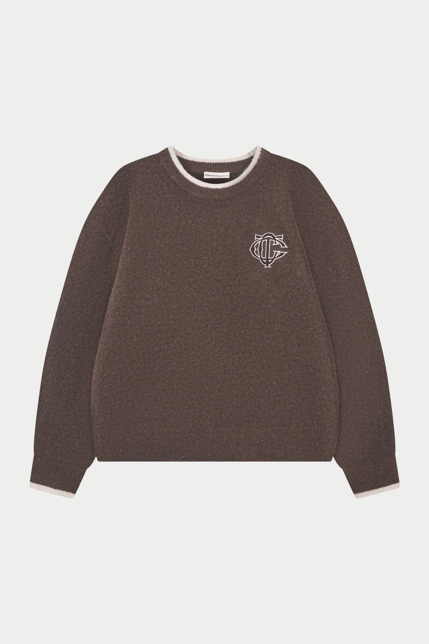 MONOGRAM KNITTED CREW - BROWN