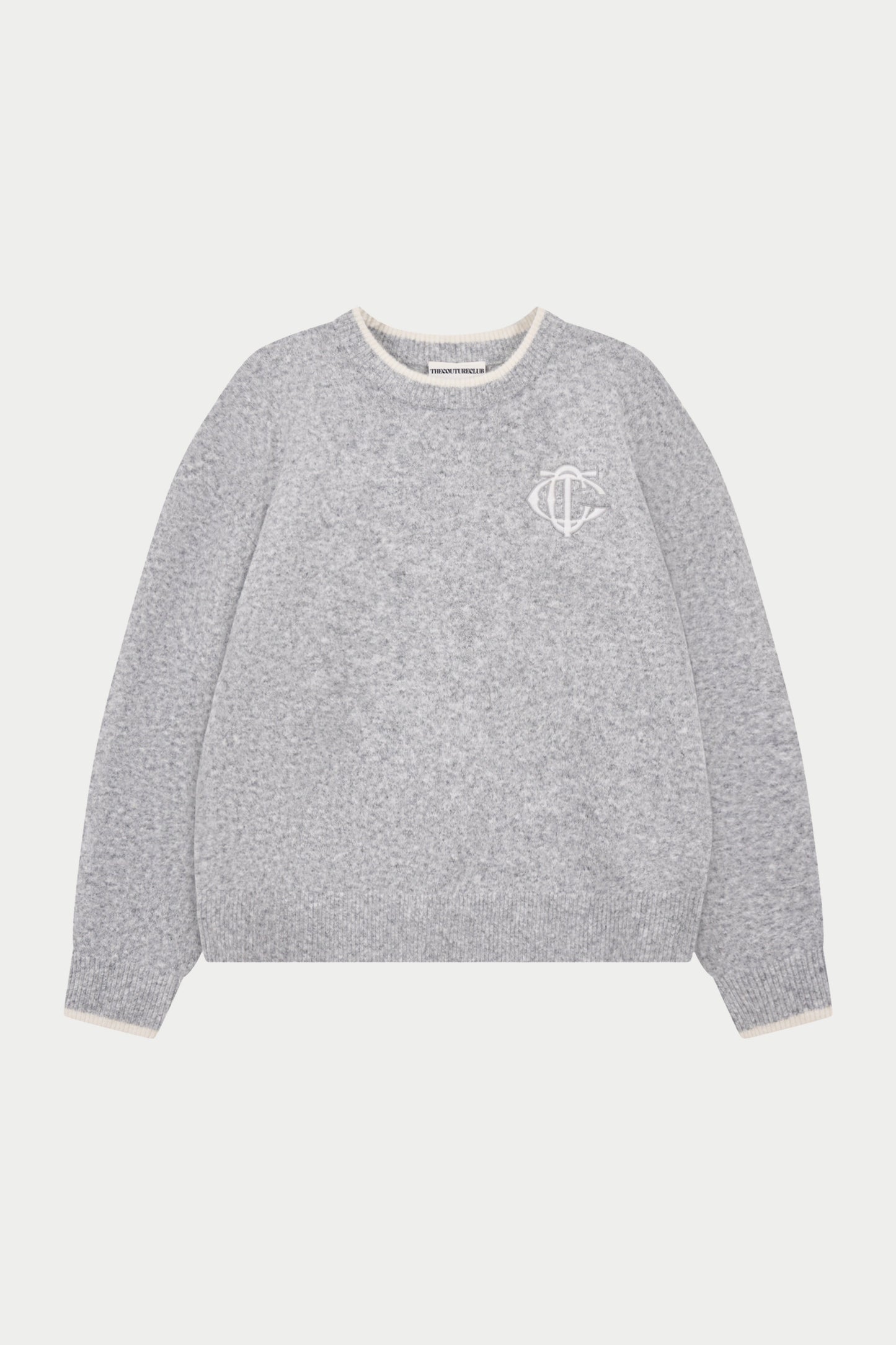MONOGRAM KNITTED CREW - GREY